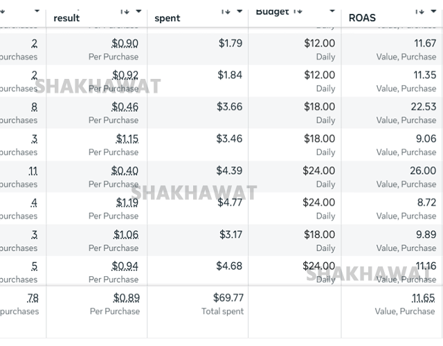 Organic product Facebook Ads campaign with 11.65x ROAS